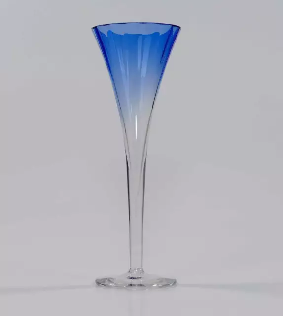 Jugendstil Sektglas blau Überfang verlaufend Römer Kelch Theresienthal 1900