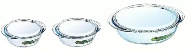 Pyrex Essentials Transparent Glass Round Casserole High Resistance with Lid New