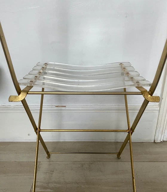 Mid Century French Lucite Brass Lebovici Chair 2