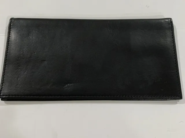 Perlina Checkbook Cover - Black Smooth Leather - Signature Lining - Nwot