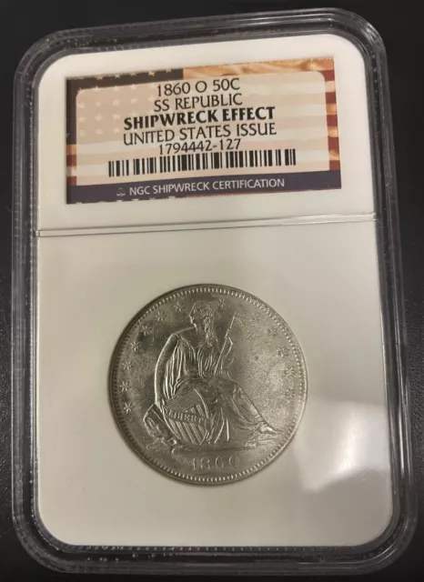 1860-O Seated Liberty Half Dollar ~ Shipwreck Effect ~ SS Republic ~ NGC GRADED
