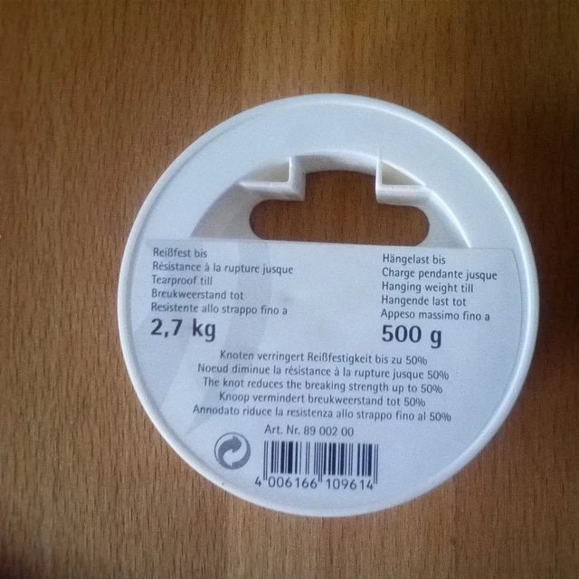 Perlonfaden 25 m, 0,25mm, Hängelast 500 gr, Reißfest bis 2,7 kg Rayher