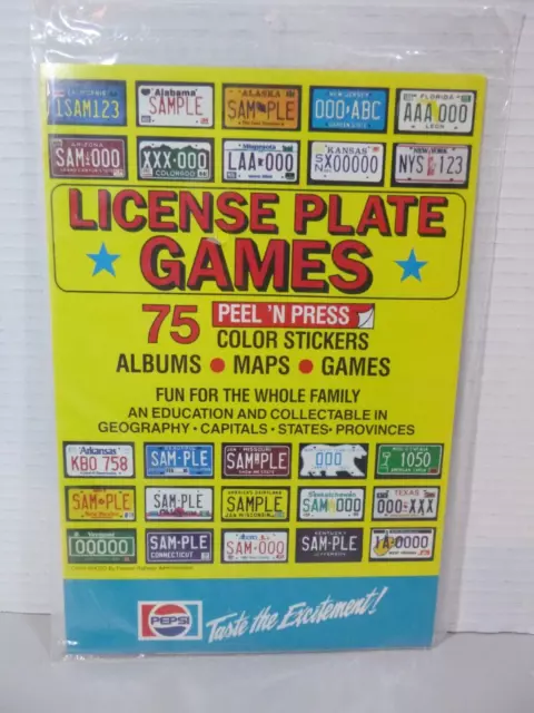 1984 Pepsi Cola License Plate Games - Travel Game - Sealed/New Old Stock