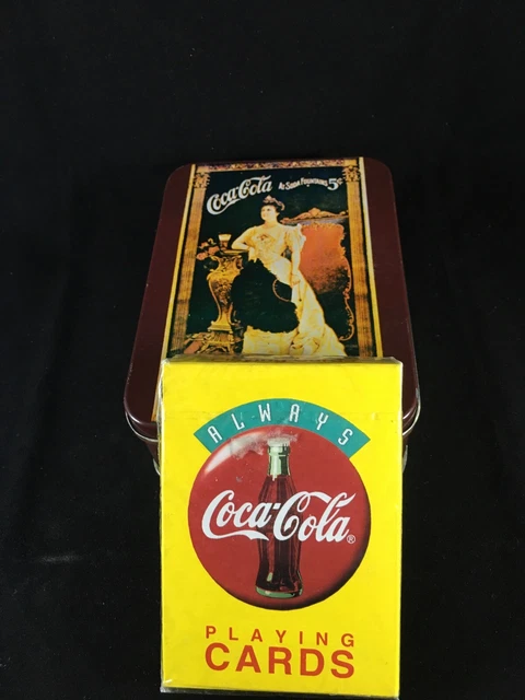 ALWAYS COCA-COLA PLASTIC Coated Playing Cards Deck In Tin Coke 1994, No