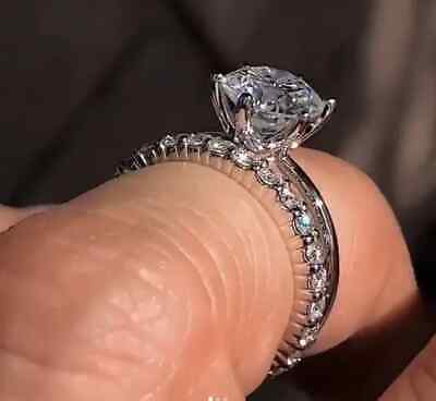 2.40 Ct Round Cut Lab-Created Diamond Prong Wedding Ring Set 14K White Gold Over