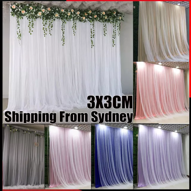3Mx3M Double Layer Terylene Satin Curtain Voile Sheer TUTU Backdrop Wedding Part