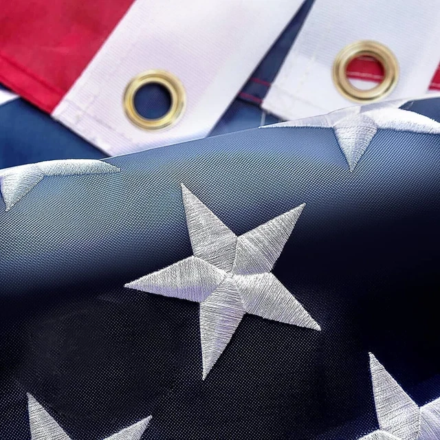 Embroidered Stars American Flag AZCOVER American Flag 12x18 Inches - Heavy Duty Nylon US Flag With Embroidered Stars Outdoor Flag