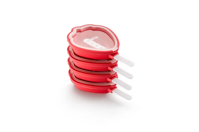 Molde pop de fresa Lekue, conjunto de 4, rojo