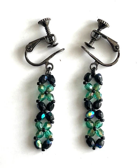 Boucles D'oreilles Clips Strass Blanc - À Pampilles Mobiles Scintillantes - Occasion, Bon état