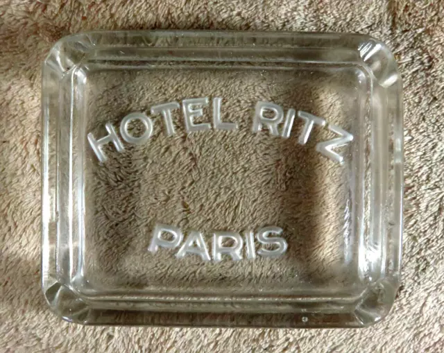 RARE Vintage Hotel Ritz Paris France Ashtray Clear Glass - circa 1930s