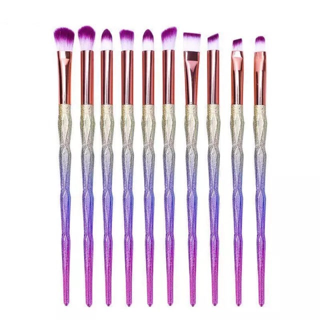 10 Ladies small Unicorn Diamond Design Makeup Brushes Foundation Kabuki Brushes 2