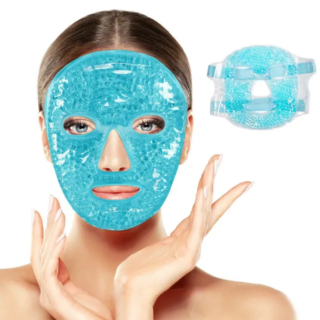 Therapy Gel Beads Full Face Mask Hot Cold Compress Ice Pack Therapy Reusable NEW