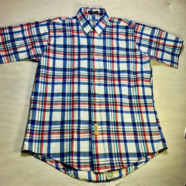 Vtg BD Baggies Mens Short Sleeve Shirt Multi Color Plaid Sz. Medium VGC