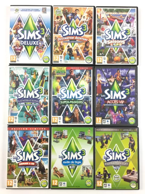 Les Sims 3 Lot 10 Jeu Sur PC / Jeu de Base + 7 Disques Additionnels + 2 Kits