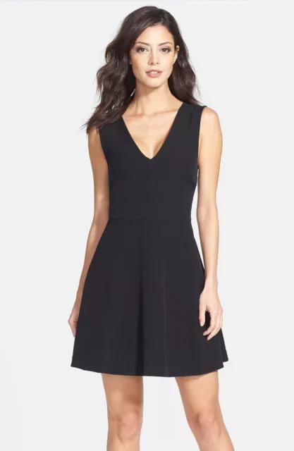 FELICITY & COCO BACK CUT OUT FIT & FLARE BLACK DRESS sz L