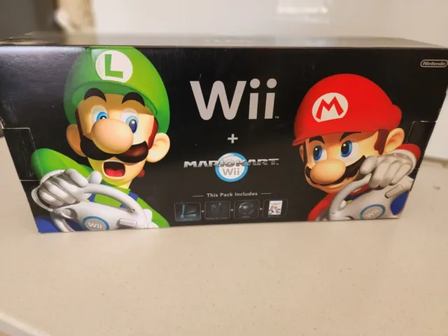 Nintendo Mario Kart Wii Console and Wii Wheel - Black