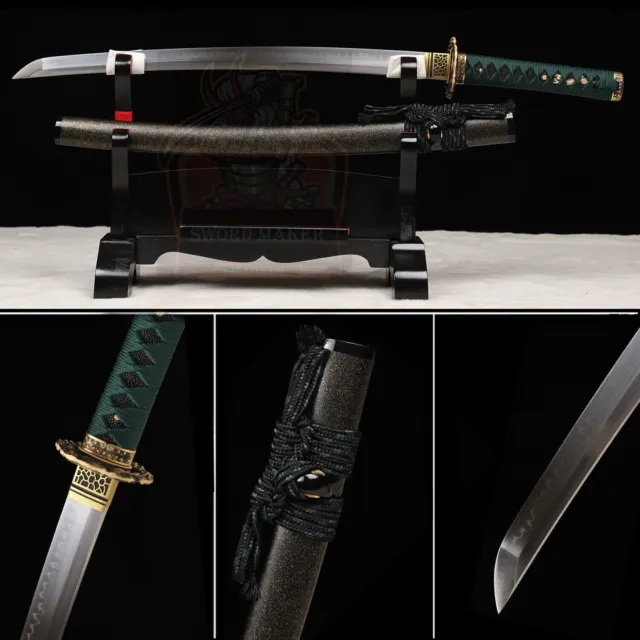 Wakizashi Sword Handmade T10 Steel Clay Tempered Japanese Samurai Real Hamon