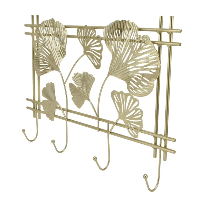 Wall Hanger Metal Coat Rack Elegant Gingko Pattern For Hotel Bedroom Bathroom