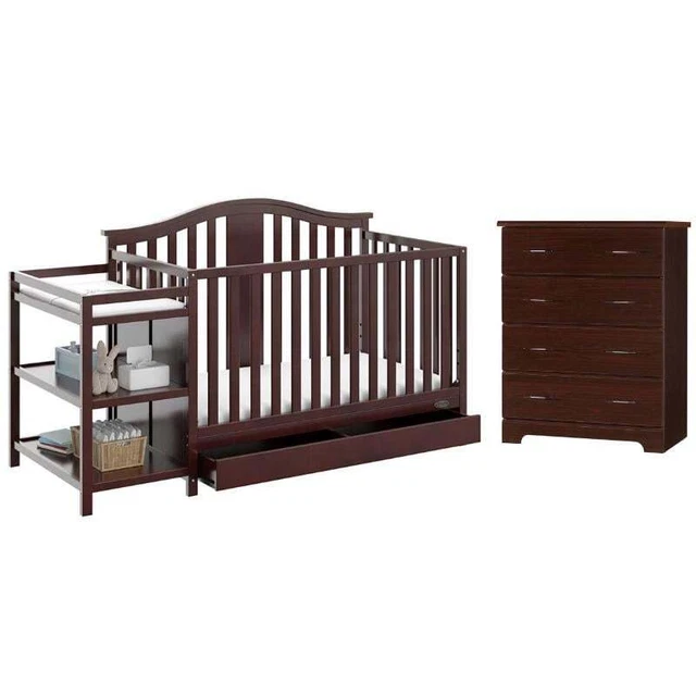 Home Square 2-Piece Set with Crib & 4 Drawer Chest in Espresso