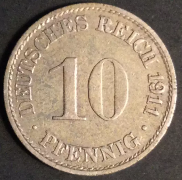 Münze Deutsches Reich 10 Pfennig 1911, Prägestätte A, Cu-Ni