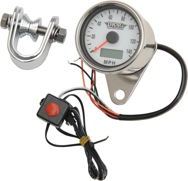 Drag Specialties 1.87" KM/H Programmable Mini Electronic Speedometer with