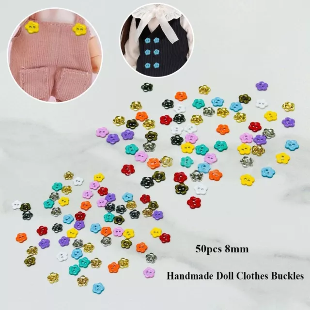 50pcs 8mm Doll Clothes Buckles Handmade Two Eyes Buttons  DIY 1/6 Doll Clothing