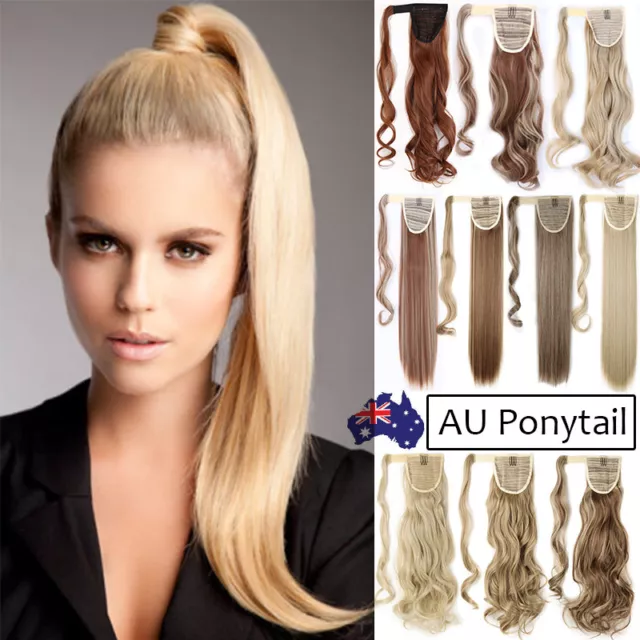 AU Clip In Ponytail Pony Tail Hair Extension Fake Hair Pieces Long curl wavy AI5 2