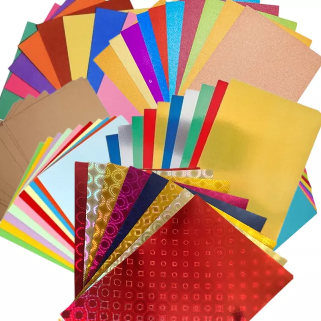 70x Multicolour A4 Paper Card (with Glitter, Mirror, Holographic) for Cardmaking
