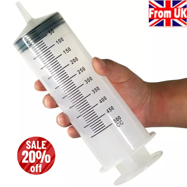 100-500ML Reusable Big Large Plastic Hydroponics Nutrient Measuring Syringe UK