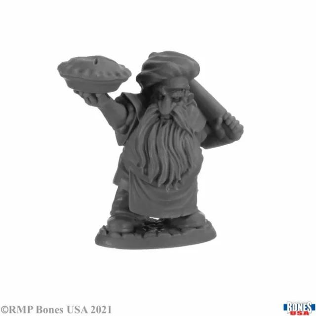 1 x TUB DWARF BAKER  - BONES REAPER figurine miniature rpg nain cuisinier 30048