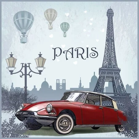 Carré simili cuir 44x44 cm Paris voiture pariscitroen