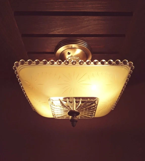 ANTIQUE 1930S40S ART Deco Nouveau Victorian Glass Ceiling Light