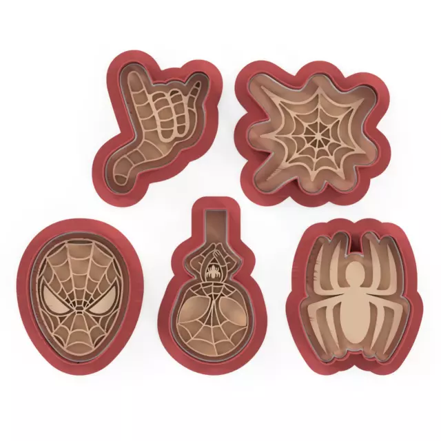 SPIDER MAN Cookie Cutter & Embosser Stamps Set kids tv movie