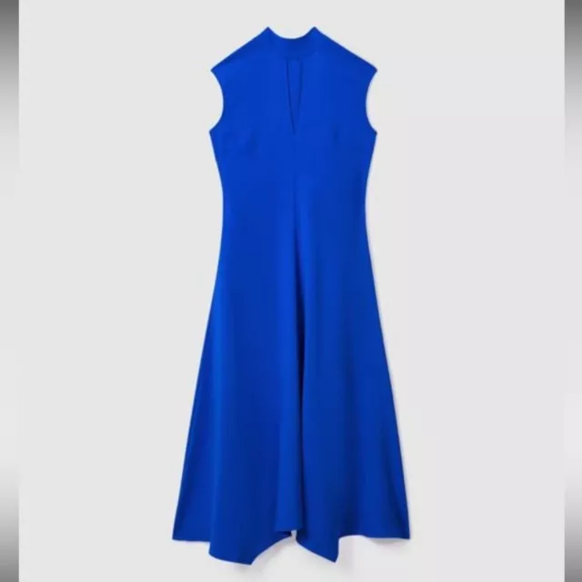 NWOT Reiss Livvy High Neck Open Back Occasion Royal blue Midi dress size 14 3