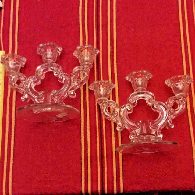 vintage pr. 6in. tall Crystal candle holders-mint condition - Cambridge company