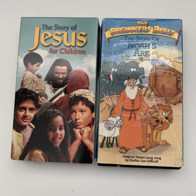 VHS CHILDREN’S BEGINNERS Bible Noah’s Ark The Story of Jesus Lot of 2 ...