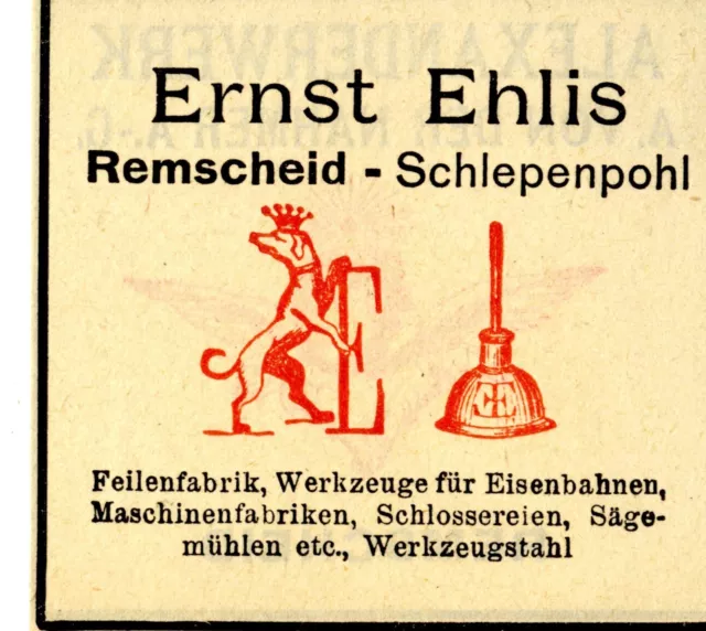 Ernst Ehlis Remscheid-Schlepenpohl FEILENFABRIK Trademark 1908
