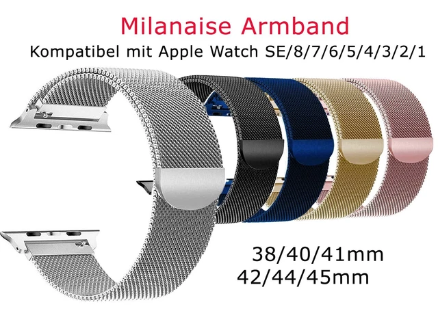 Milanaise Armband für Apple Watch 1-4 5 6 7 8 SE Edelstahl Magnet 38-41 42 44 45