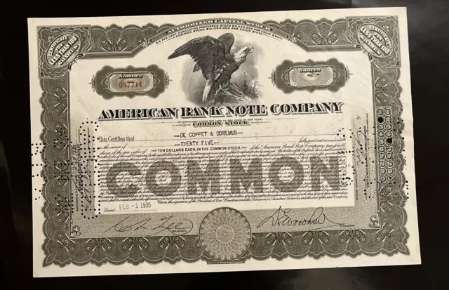 American Bank Note Company, New York, 1935 | Alte Aktie