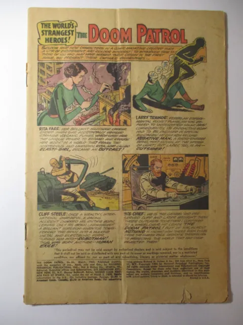 1964 DOOM PATROL Comics # 86 1st OWN TITLE & BROTHERHOOD OF EVIL Coverless