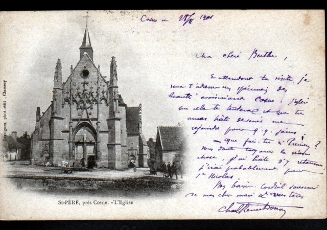 SAINT-PERE (58) EGLISE animée , Env. de COSNE en 1901