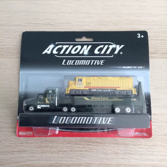 Realtoy Action City Diecast Locomotive And Truck - Push N Go - New In Box