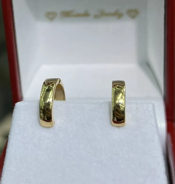 18k Solid Yellow  Gold Plan Hoop Earrings,  2.10 grams. For kid & adult.