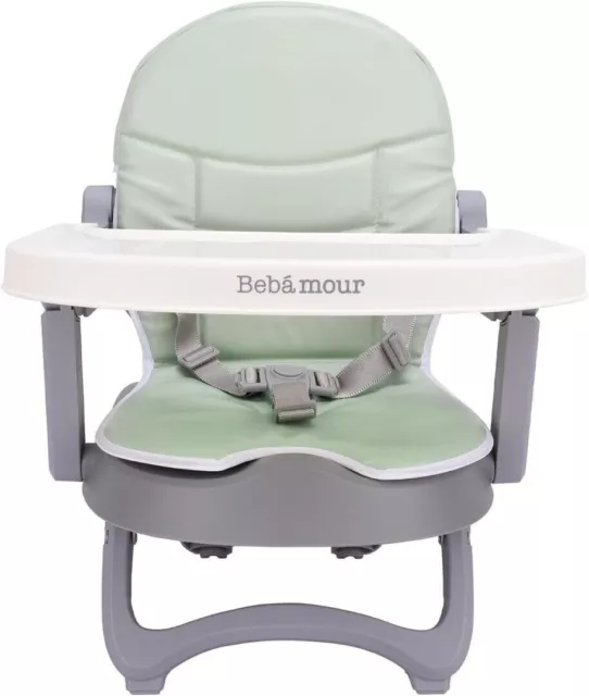 Upseat Baby Chair Booster Seat with Tray & Green Padding for Eating Portable