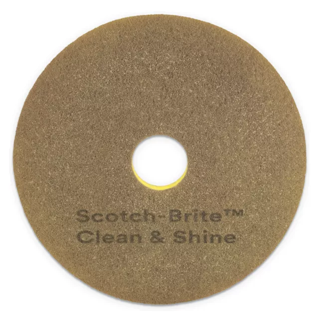 Scotch-Brite Clean and Shine Pad, 20" Diameter, Yellow/Gold, 5/Carton