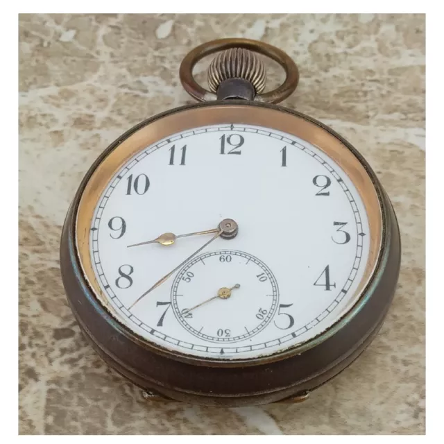 WW1 Stunning Trench GunMetal Swiss Beaucourt 7 Jewelled Pocket Watch 1914