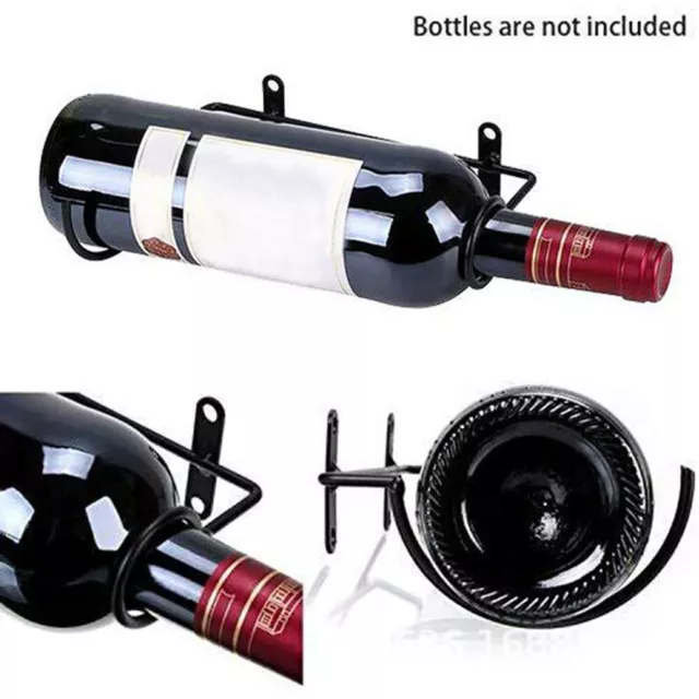 Single Bottle Red Wine Rack Black Metal Wall Mount Storage Holder Home Bar Tools