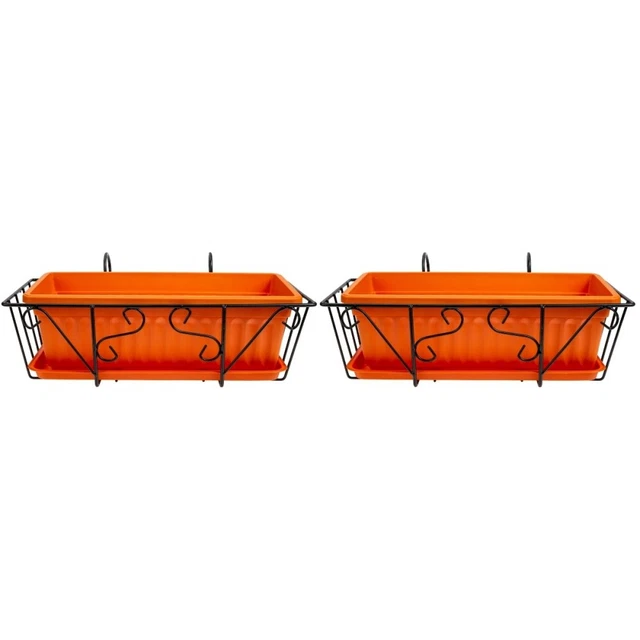 2 Sets Blumentöpfe Für Den Haushalt Balkon Geländer Pflanzer Zaun Blumenkasten
