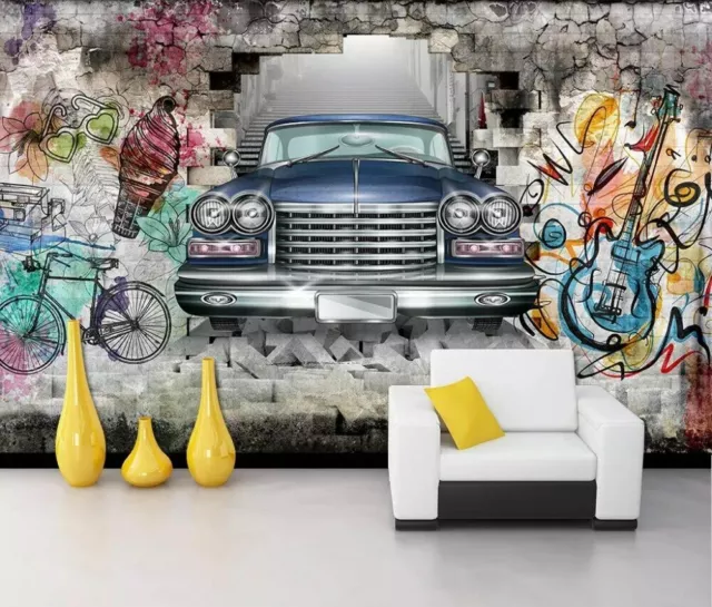Papier Peint 3D Auto Retro Revetement Mural Haute Qualite Plusieurs Finitions