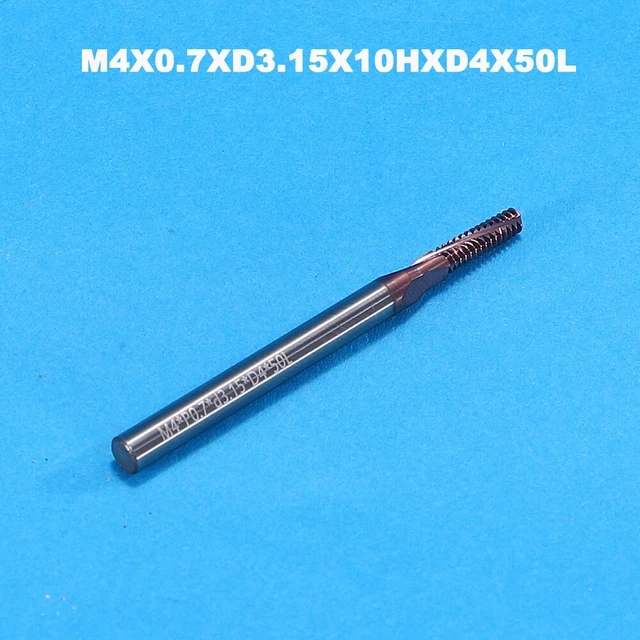 Carbide Thread Mill 60 Degrees M4X0.7XD3.15X10HXD4X50L Internal Thread Milling